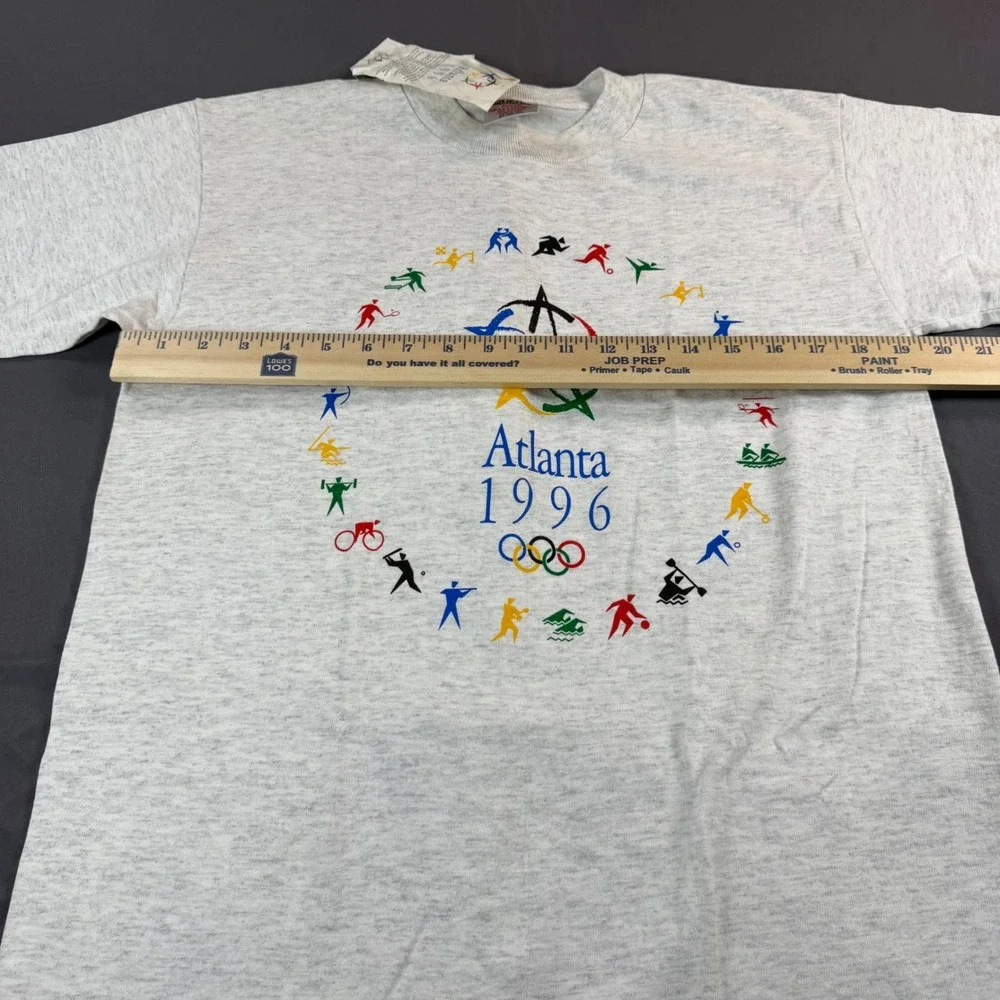 Vintage Atlanta 1996 Olympic Games T-Shirt Oneita Grey Heather Mens Medium NWT